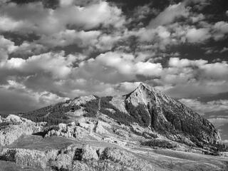 Mt Crested Butte Autumn Clouds B&W