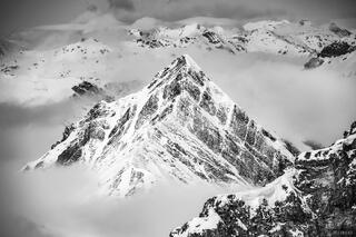 Hornspitze Out of the Clouds B&W
