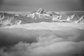 Pic de Rochebrune Above the Clouds B&W
