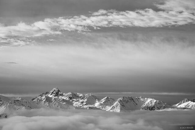 Clouds & Pic de Rochebrune B&W