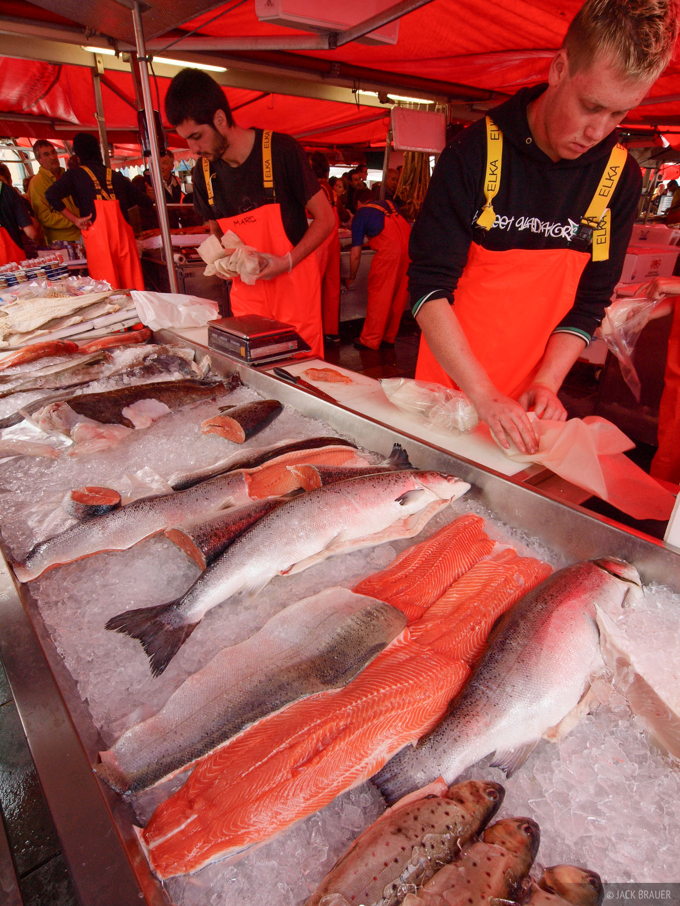 Fish market in Bergen, Norway.
