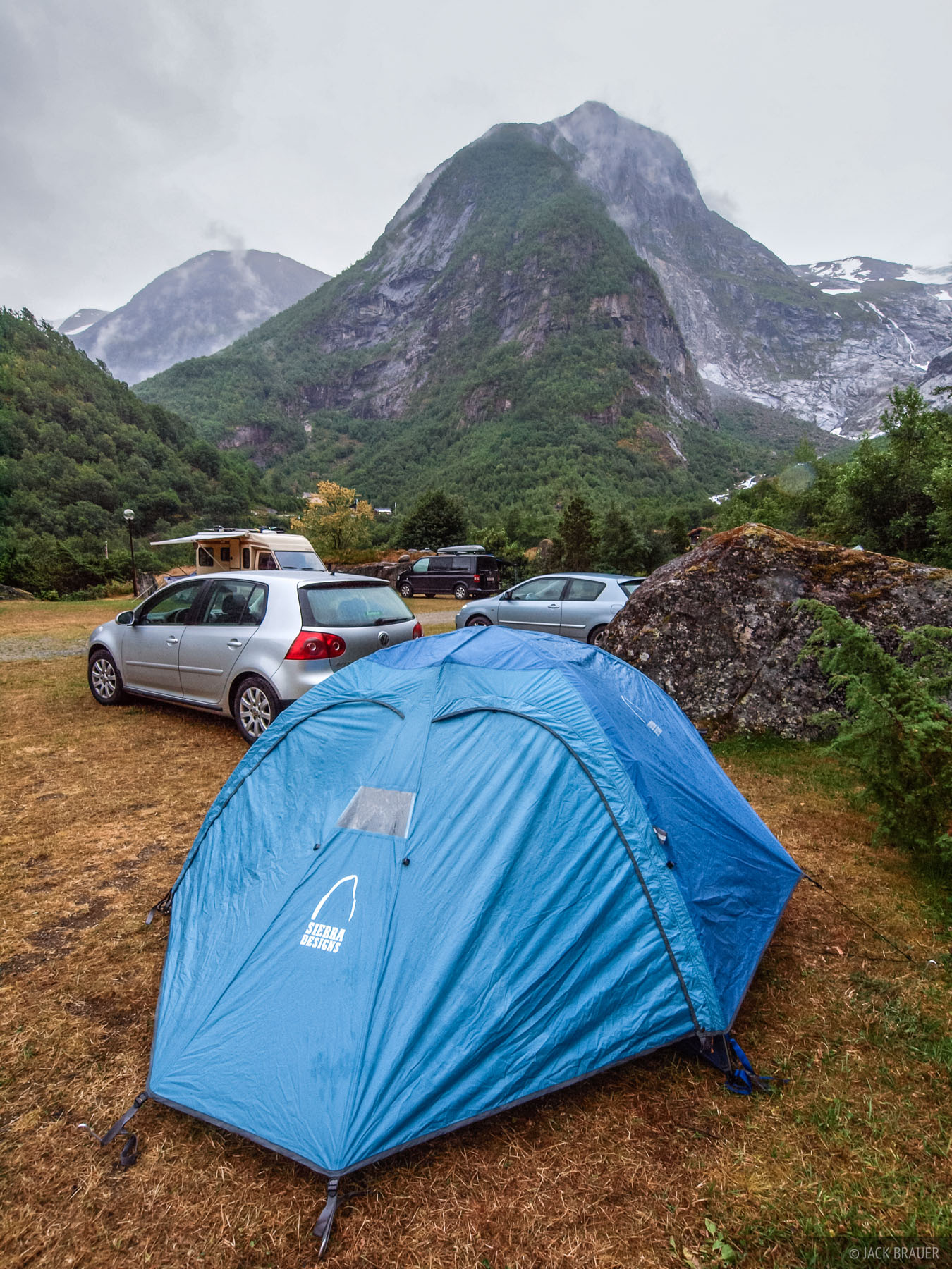 Tent at a campground at Jostedalsbreen