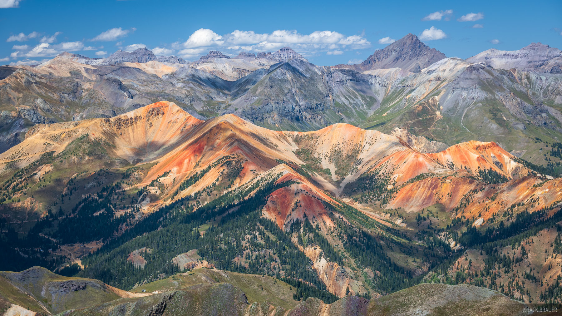 Red Mountains & Sneffels View of the Red Mountains with Mount Sneffels (14,156 ft) behind, as seen from summit of Tower Mountain (13,514 ft).